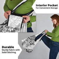 Polynesian Pattern With Plumeria Flowers Grocery Bag White