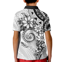 Polynesian Pattern With Plumeria Flowers Kid Polo Shirt White