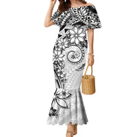 Polynesian Pattern With Plumeria Flowers Mermaid Dress White LT05 Women White - Polynesian Pride