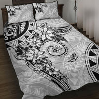 Polynesian Pattern With Plumeria Flowers Quilt Bed Set White