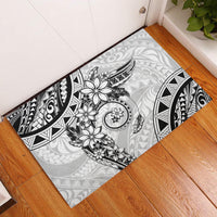 Polynesian Pattern With Plumeria Flowers Rubber Doormat White LT05 White - Polynesian Pride