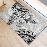 Polynesian Pattern With Plumeria Flowers Rubber Doormat White LT05 - Polynesian Pride