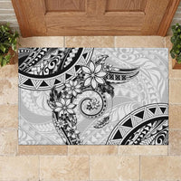 Polynesian Pattern With Plumeria Flowers Rubber Doormat White LT05 - Polynesian Pride