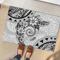 Polynesian Pattern With Plumeria Flowers Rubber Doormat White LT05 - Polynesian Pride