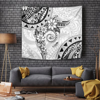 Polynesian Pattern With Plumeria Flowers Tapestry White