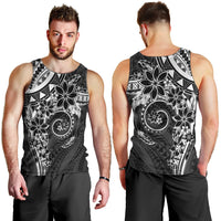Polynesian Pattern With Plumeria Flowers Men Tank Top Black
