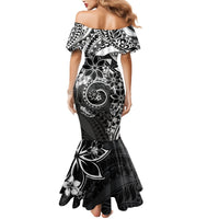 Polynesian Pattern With Plumeria Flowers Mermaid Dress Black LT05 - Polynesian Pride
