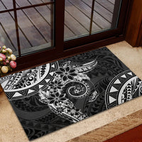 Polynesian Pattern With Plumeria Flowers Rubber Doormat Black LT05 - Polynesian Pride