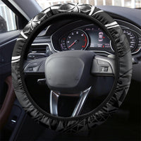 Polynesian Pattern With Plumeria Flowers Steering Wheel Cover Black