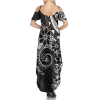 Polynesian Pattern With Plumeria Flowers Summer Maxi Dress Black LT05 - Polynesian Pride