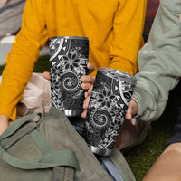 Black Polynesian Pattern With Plumeria Flowers Tumbler Cup