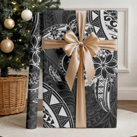 Polynesian Pattern With Plumeria Flowers Wrapping Paper Black - Polynesian Pride