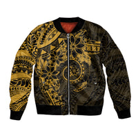 Polynesian Sunset Plumeria Bomber Jacket Gold Polynesian Tattoo