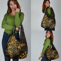 Polynesian Sunset Plumeria Grocery Bag Gold Polynesian Tattoo