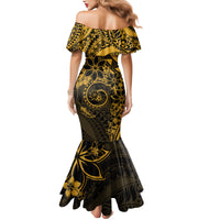 Polynesian Sunset Plumeria Mermaid Dress Gold Polynesian Tattoo LT05 - Polynesian Pride