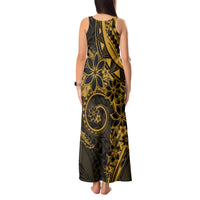 Polynesian Sunset Plumeria Tank Maxi Dress Gold Polynesian Tattoo LT05 - Polynesian Pride