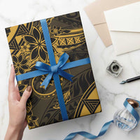 Polynesian Sunset Plumeria Wrapping Paper Gold Polynesian Tattoo - Polynesian Pride