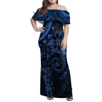 Polynesian Sunset Plumeria Family Matching Off Shoulder Maxi Dress and Hawaiian Shirt Navy Polynesian Tattoo