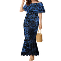 Polynesian Sunset Plumeria Mermaid Dress Navy Polynesian Tattoo LT05 Women Navy - Polynesian Pride