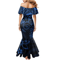 Polynesian Sunset Plumeria Mermaid Dress Navy Polynesian Tattoo LT05 - Polynesian Pride