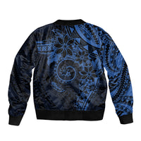 Polynesian Sunset Plumeria Sleeve Zip Bomber Jacket Navy Polynesian Tattoo