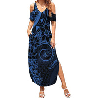 Polynesian Sunset Plumeria Summer Maxi Dress Navy Polynesian Tattoo LT05 Women Navy - Polynesian Pride