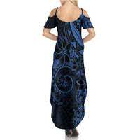 Polynesian Sunset Plumeria Summer Maxi Dress Navy Polynesian Tattoo LT05 - Polynesian Pride