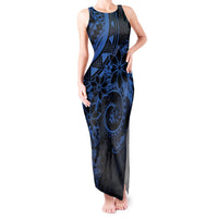 Polynesian Sunset Plumeria Tank Maxi Dress Navy Polynesian Tattoo LT05 Women Navy - Polynesian Pride