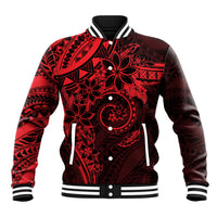 Polynesian Sunset Plumeria Baseball Jacket Red Polynesian Tattoo