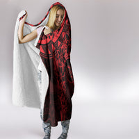 Polynesian Sunset Plumeria Hooded Blanket Red Polynesian Tattoo LT05 - Polynesian Pride
