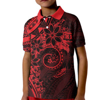 Polynesian Sunset Plumeria Kid Polo Shirt Red Polynesian Tattoo
