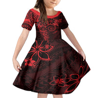Polynesian Sunset Plumeria Kid Short Sleeve Dress Red Polynesian Tattoo LT05 KID Red - Polynesian Pride