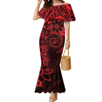 Polynesian Sunset Plumeria Mermaid Dress Red Polynesian Tattoo LT05 Women Red - Polynesian Pride