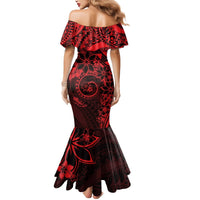 Polynesian Sunset Plumeria Mermaid Dress Red Polynesian Tattoo LT05 - Polynesian Pride
