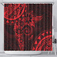 Polynesian Sunset Plumeria Shower Curtain Red Polynesian Tattoo