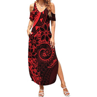 Polynesian Sunset Plumeria Summer Maxi Dress Red Polynesian Tattoo LT05 Women Red - Polynesian Pride
