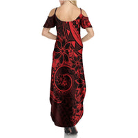 Polynesian Sunset Plumeria Summer Maxi Dress Red Polynesian Tattoo LT05 - Polynesian Pride