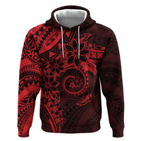 Polynesian Sunset Plumeria Zip Hoodie Red Polynesian Tattoo