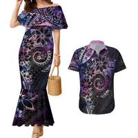 Polynesian Sunset Plumeria Couples Matching Mermaid Dress and Hawaiian Shirt Galaxy Polynesian Tattoo LT05 Galaxy - Polynesian Pride