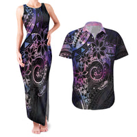Polynesian Sunset Plumeria Couples Matching Tank Maxi Dress and Hawaiian Shirt Galaxy Polynesian Tattoo