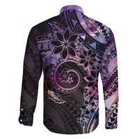 Polynesian Sunset Plumeria Family Matching Off The Shoulder Long Sleeve Dress and Hawaiian Shirt Galaxy Polynesian Tattoo