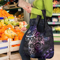 Polynesian Sunset Plumeria Grocery Bag Galaxy Polynesian Tattoo