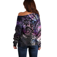 Polynesian Sunset Plumeria Off Shoulder Sweater Galaxy Polynesian Tattoo LT05 - Polynesian Pride