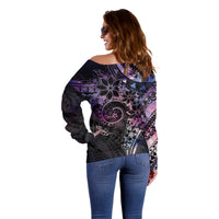 Polynesian Sunset Plumeria Off Shoulder Sweater Galaxy Polynesian Tattoo LT05 - Polynesian Pride