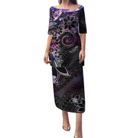 Polynesian Sunset Plumeria Puletasi Galaxy Polynesian Tattoo LT05 Long Dress Galaxy - Polynesian Pride