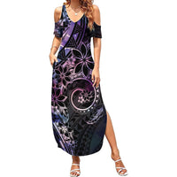 Polynesian Sunset Plumeria Summer Maxi Dress Galaxy Polynesian Tattoo LT05 Women Galaxy - Polynesian Pride