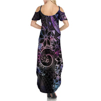 Polynesian Sunset Plumeria Summer Maxi Dress Galaxy Polynesian Tattoo