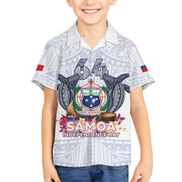 Samoa Independence Day Family Matching Short Sleeve Bodycon Dress and Hawaiian Shirt Samoa United For A New Beginning LT05 Son's Shirt White - Polynesian Pride