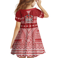 Tonga King Tupou VI Day Kid Short Sleeve Dress Traditional Tongan Kupesi Pattern