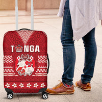Tonga King Tupou VI Day Luggage Cover Traditional Tongan Kupesi Pattern LT05 Red - Polynesian Pride